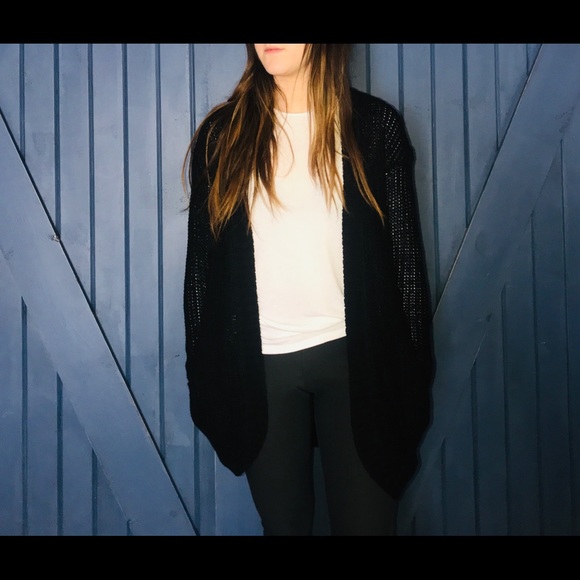 see through black cardigan